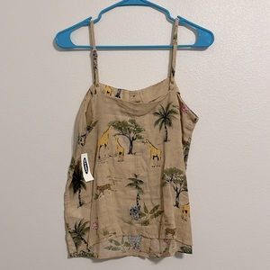 Spaghetti strap tank top safari themed